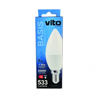 ΛΑΜΠΑ LED BASIS ΚΕΡΙ C37 E14 7W 533Lm 6400K VITO